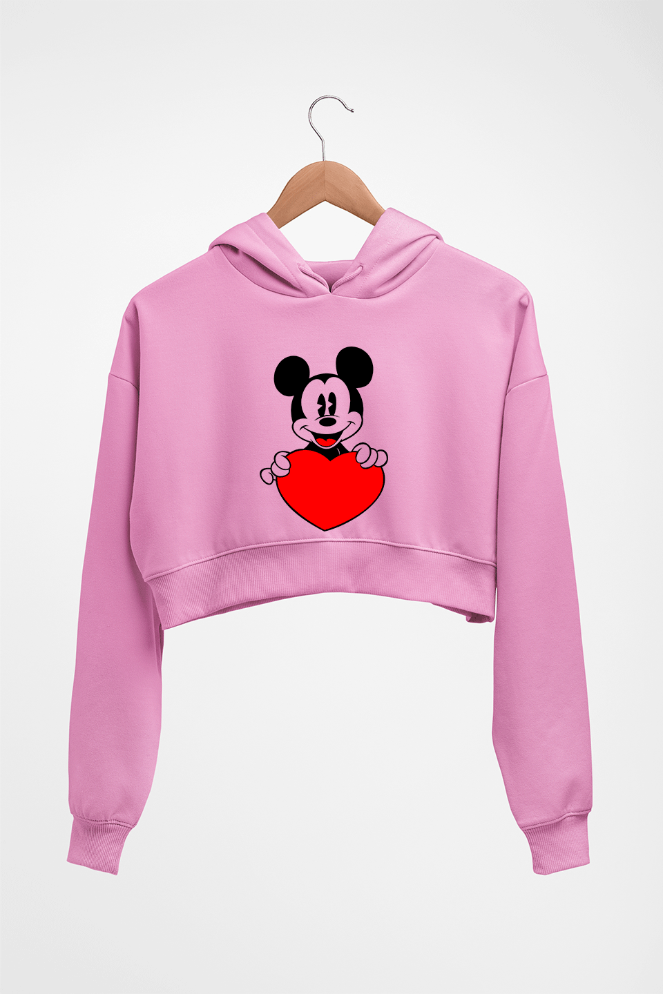 Mickey Mouse Crop HOODIE FOR WOMEN-Light Baby Pink-Ektarfa.online