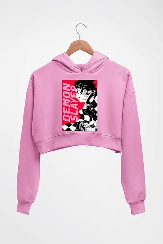 Demon Slayer Crop HOODIE FOR WOMEN-Light Baby Pink-Ektarfa.online