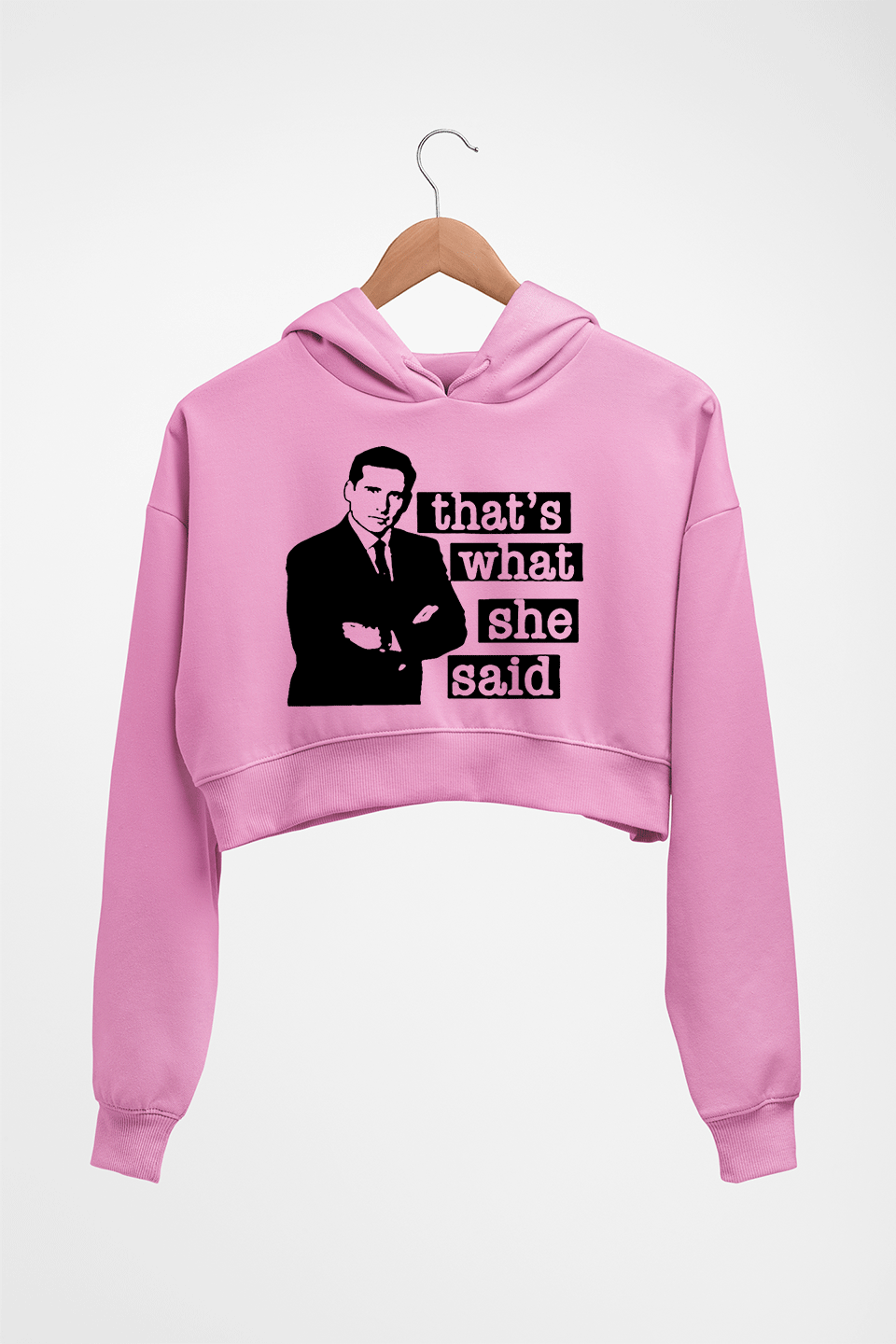 Michael Scott That's What She Said Crop HOODIE FOR WOMEN-Light Baby Pink-Ektarfa.online