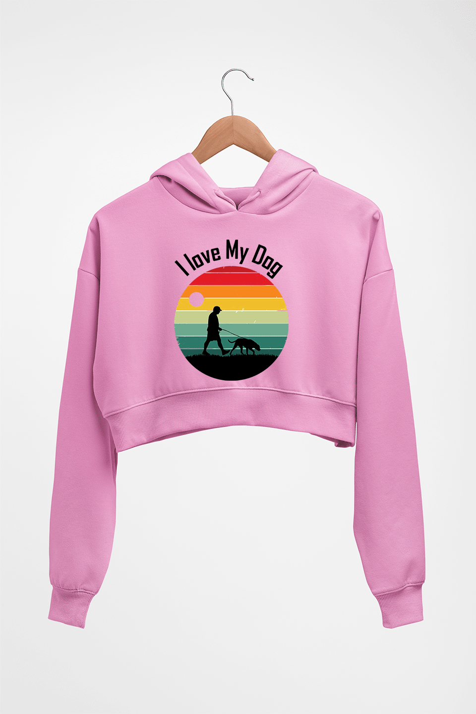 Love Dog Crop HOODIE FOR WOMEN-Light Baby Pink-Ektarfa.online
