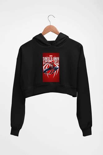 Spider Man Superhero Crop HOODIE FOR WOMEN-Black-Ektarfa.online