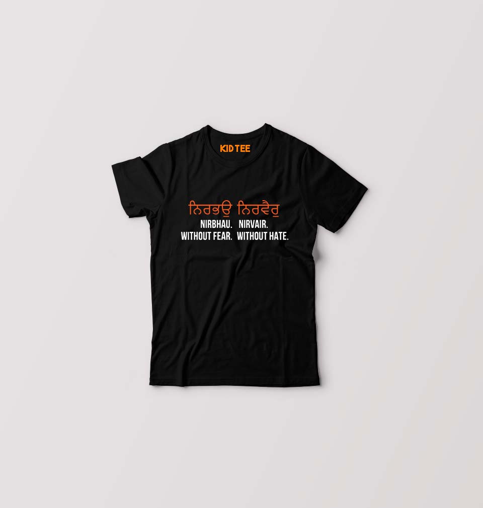 Nirbhau Nirvair Kids T-Shirt for Boy/Girl-Black-Ektarfa.online