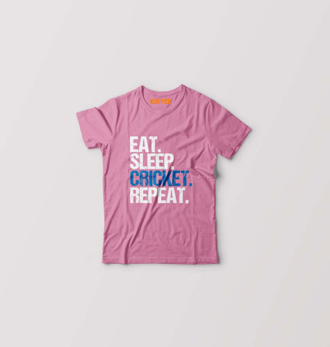 CRICKET Eat Sleep Cricket Repeat Kids T-Shirt for Boy/Girl-Pink-Ektarfa.online