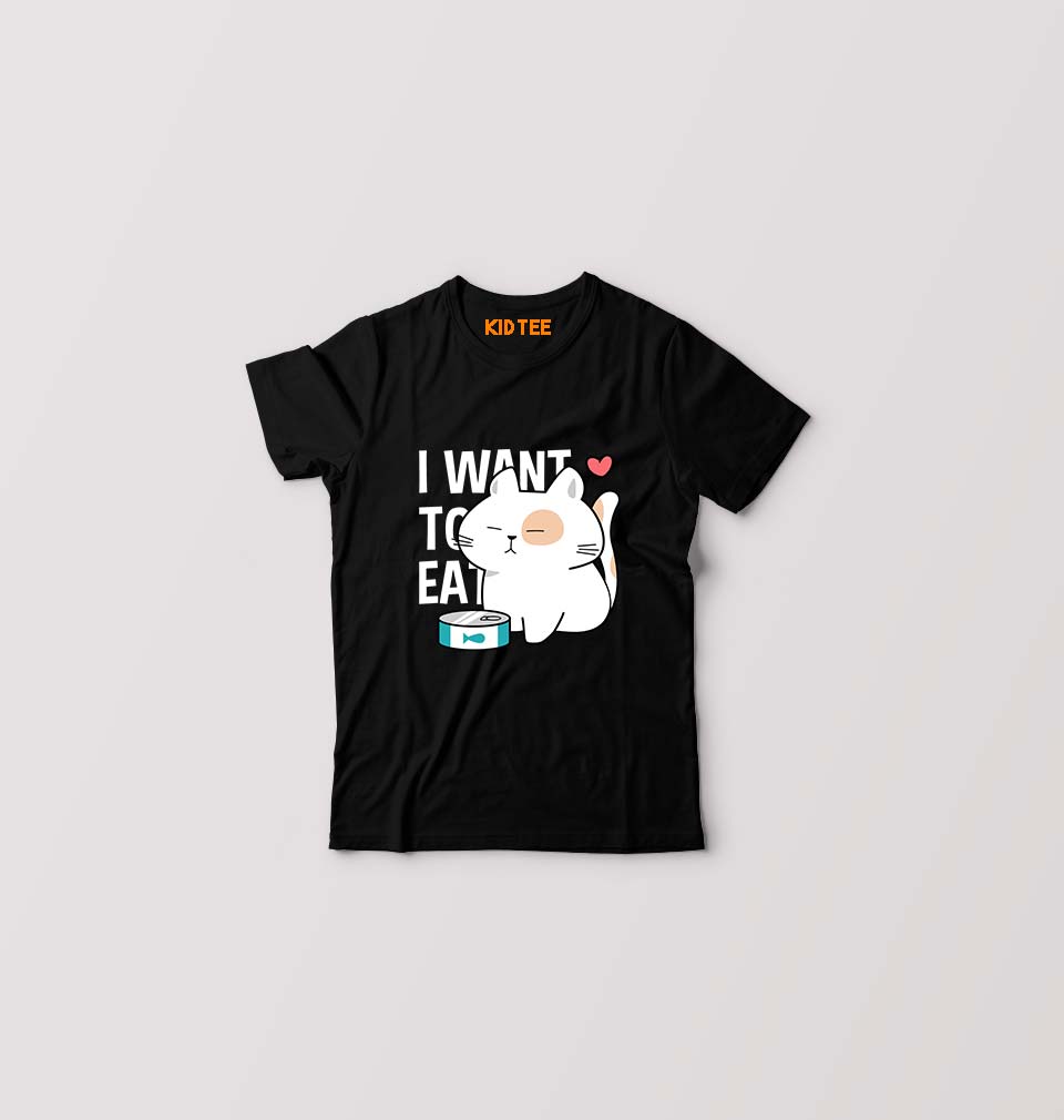 Cat Kids T-Shirt for Boy/Girl-Black-Ektarfa.online