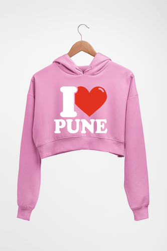 I Love Pune Crop HOODIE FOR WOMEN-Light Baby Pink-Ektarfa.online