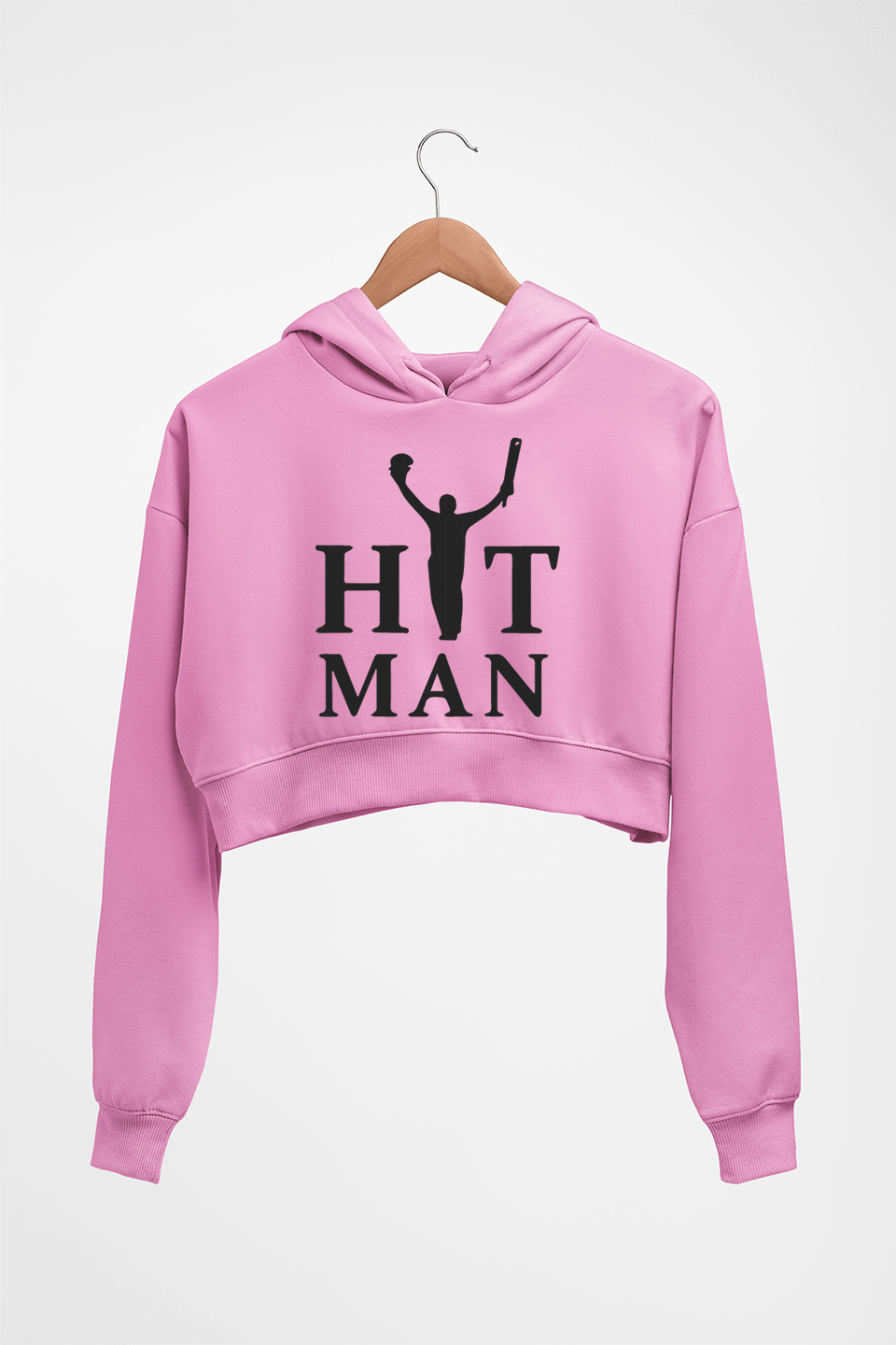 Rohit Sharma Crop HOODIE FOR WOMEN-Light Baby Pink-Ektarfa.online