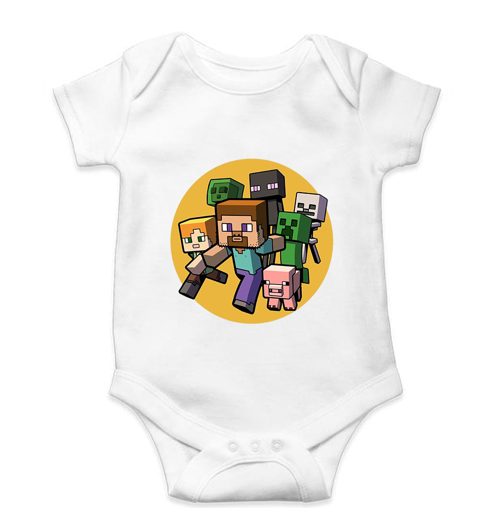 Minecraft Kids Romper For Baby Boy/Girl-0-5 Months(18 Inches)-White-Ektarfa.online