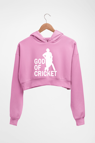 Sachin Tendulkar God Crop HOODIE FOR WOMEN-Light Baby Pink-Ektarfa.online