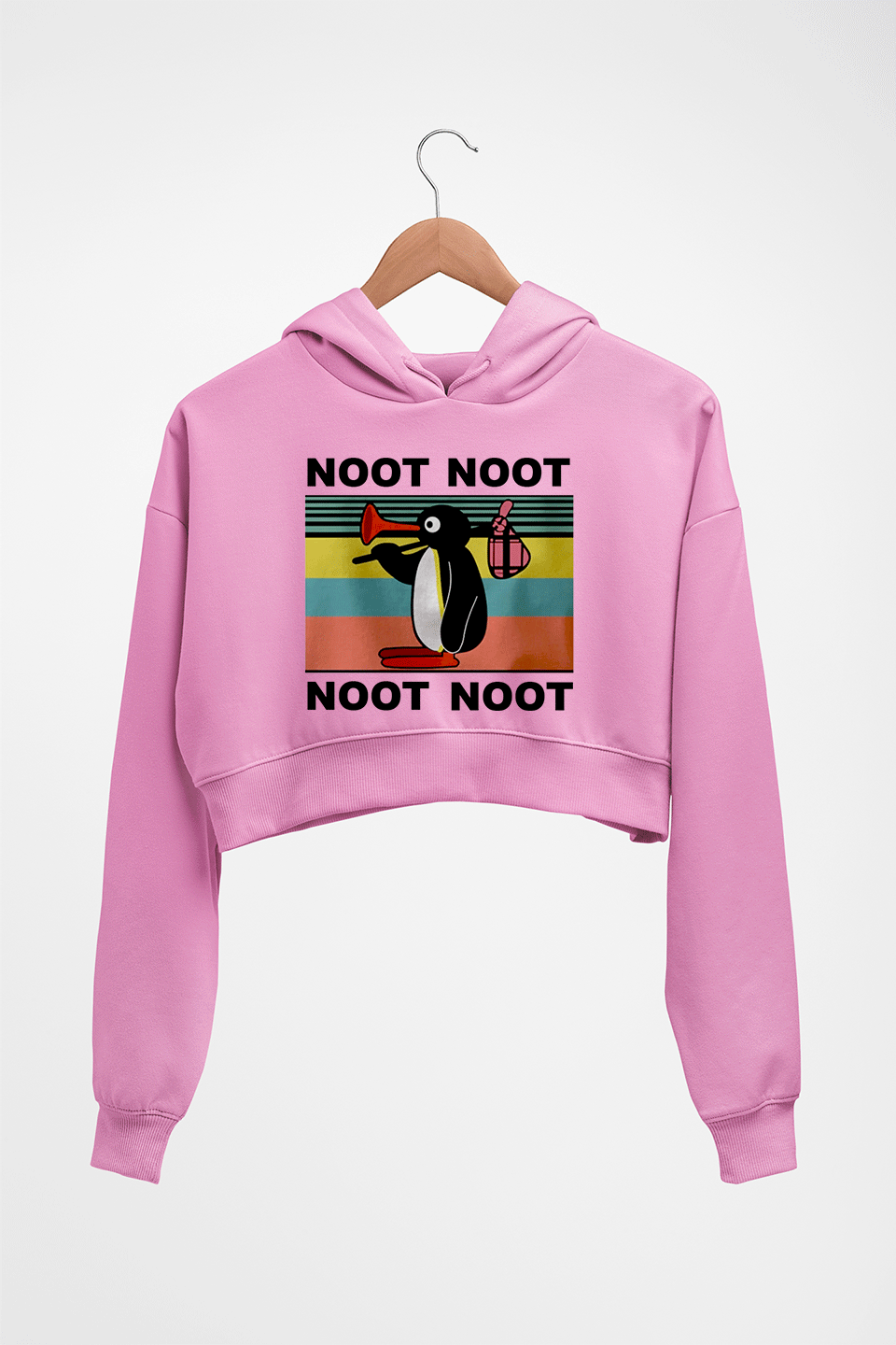 Pingu Crop HOODIE FOR WOMEN-Light Baby Pink-Ektarfa.online