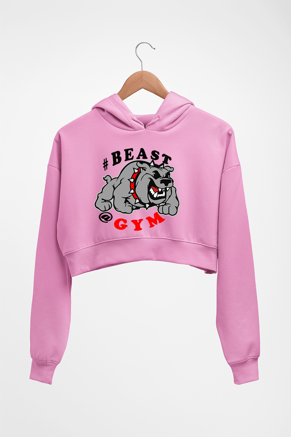Beast Gym Funny Crop HOODIE FOR WOMEN-Light Baby Pink-Ektarfa.online