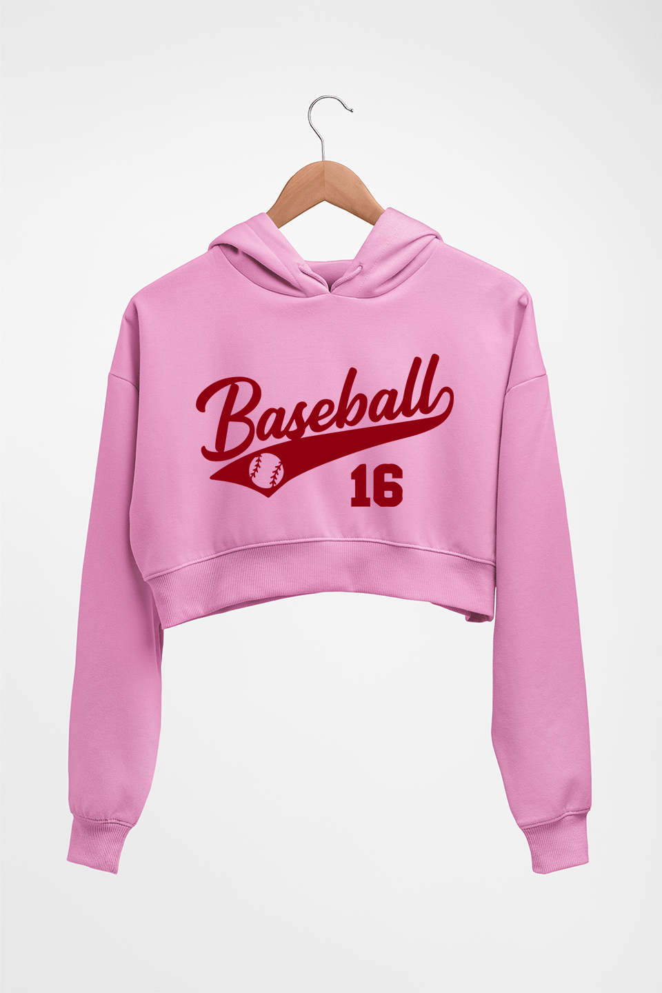Baseball Crop HOODIE FOR WOMEN-Light Baby Pink-Ektarfa.online