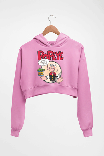 Popeye Crop HOODIE FOR WOMEN-Light Baby Pink-Ektarfa.online