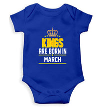 Load image into Gallery viewer, Kings Are Born In March Kids Romper For Baby Boy/Girl-0-5 Months(18 Inches)-Royal Blue-Ektarfa.online
