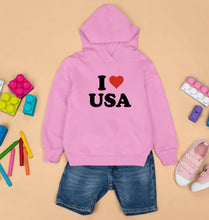 Load image into Gallery viewer, I Love USA Kids Hoodie for Boy/Girl-Light Baby Pink-Ektarfa.online
