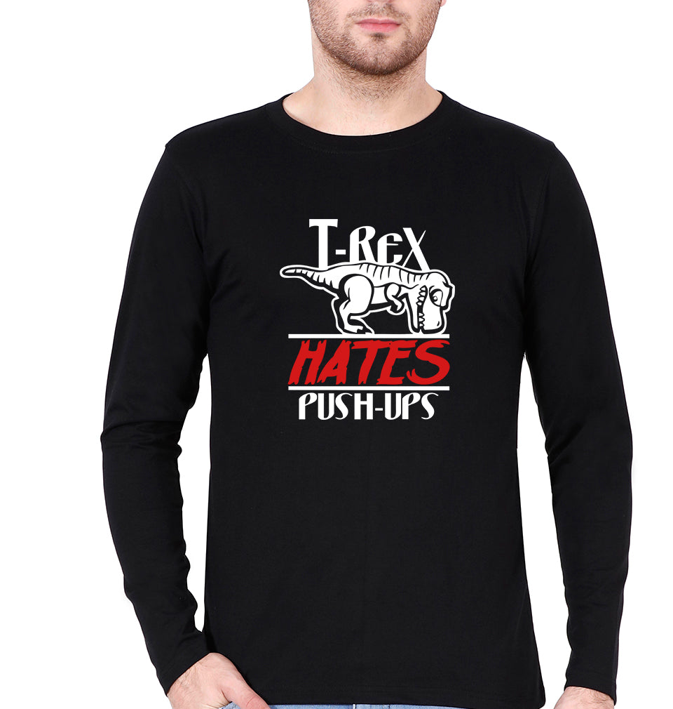 T-Rex Gym Funny Full Sleeves T-Shirt for Men-Black-Ektarfa.online