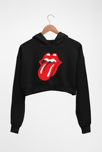 Load image into Gallery viewer, Rolling Stones Crop HOODIE FOR WOMEN-Black-Ektarfa.online
