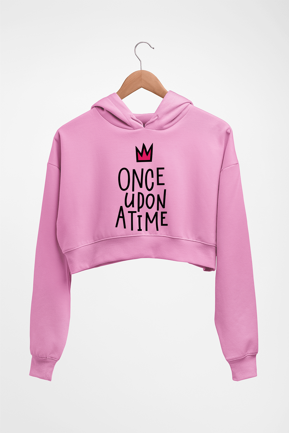Once Upon a Time Crop HOODIE FOR WOMEN-Light Baby Pink-Ektarfa.online
