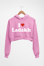 Load image into Gallery viewer, I Love Ladakh Crop HOODIE FOR WOMEN-Light Baby Pink-Ektarfa.online
