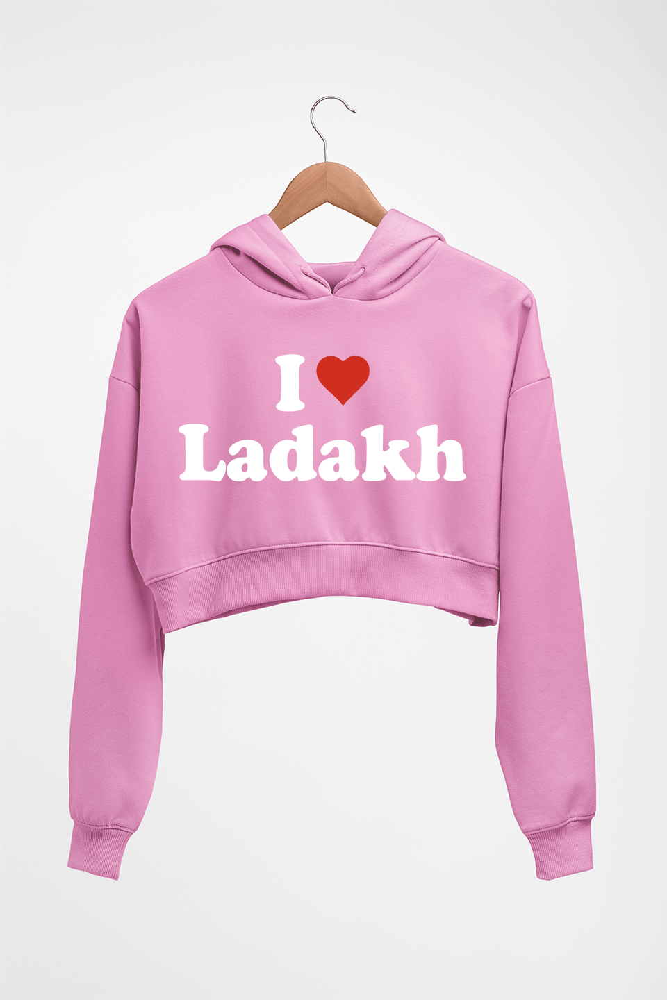 I Love Ladakh Crop HOODIE FOR WOMEN-Light Baby Pink-Ektarfa.online