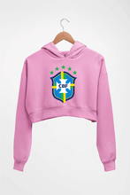Load image into Gallery viewer, Brazil Football Crop HOODIE FOR WOMEN-Light Baby Pink-Ektarfa.online
