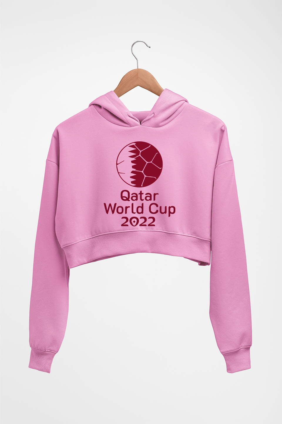 FIFA World Cup Qatar 2022 Crop HOODIE FOR WOMEN-Light Baby Pink-Ektarfa.online