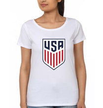 Load image into Gallery viewer, USA Football T-Shirt for Women-White-Ektarfa.online
