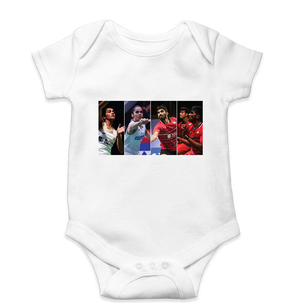 Badminton Players Kids Romper For Baby Boy/Girl-0-5 Months(18 Inches)-White-Ektarfa.online