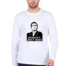 Load image into Gallery viewer, Michael Scott Best Boss Full Sleeves T-Shirt for Men-White-Ektarfa.online

