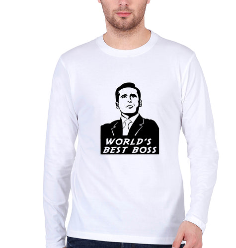 Michael Scott Best Boss Full Sleeves T-Shirt for Men-White-Ektarfa.online