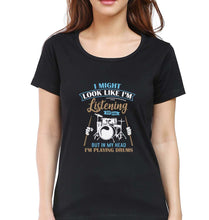 Load image into Gallery viewer, Drummer T-Shirt for Women-Black-Ektarfa.online
