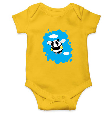 Panda Bee Wolf Kids Romper For Baby Boy/Girl-0-5 Months(18 Inches)-Yellow-Ektarfa.online