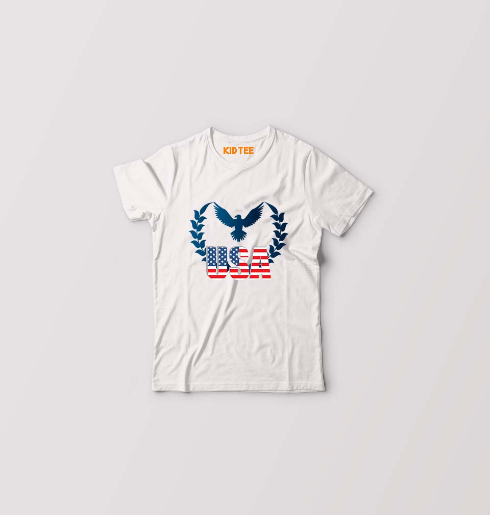 USA America Kids T-Shirt for Boy/Girl-White-Ektarfa.online