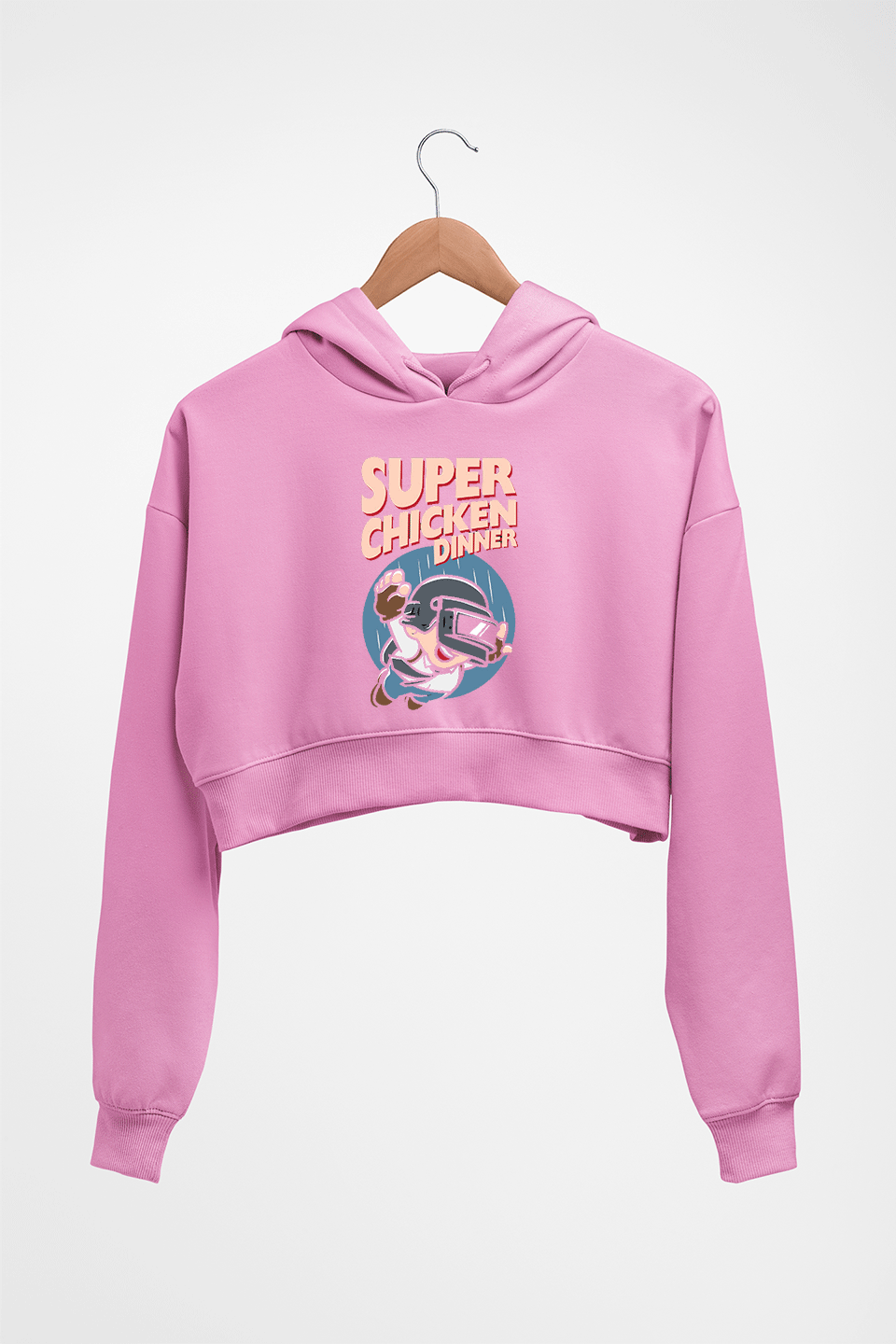 PUBG Super Chicken Dinner Crop HOODIE FOR WOMEN-Light Baby Pink-Ektarfa.online