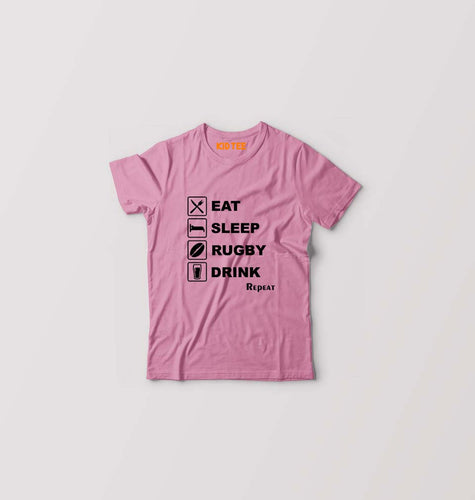 Rugby Kids T-Shirt for Boy/Girl-Pink-Ektarfa.online
