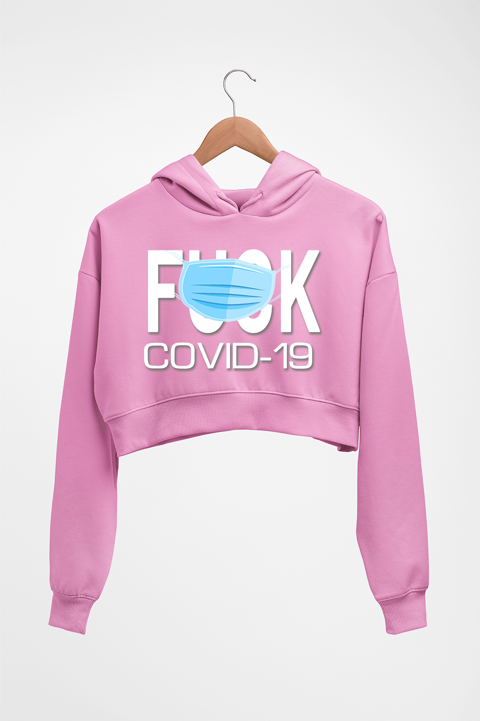Covid 19 Crop HOODIE FOR WOMEN-Light Baby Pink-Ektarfa.online