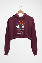Load image into Gallery viewer, Tomorrow Will Be Beautiful Crop HOODIE FOR WOMEN-Maroon-Ektarfa.online

