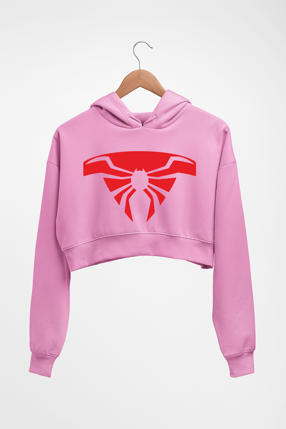 Spiderman Superhero Crop HOODIE FOR WOMEN-Light Baby Pink-Ektarfa.online