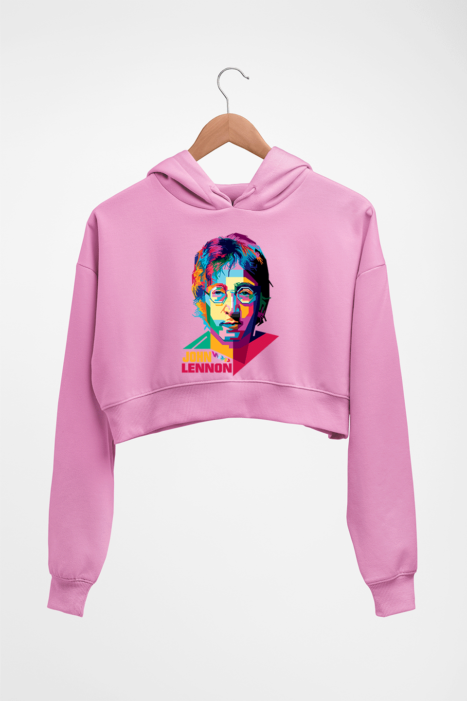 John Lennon Crop HOODIE FOR WOMEN-Light Baby Pink-Ektarfa.online