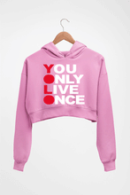 Load image into Gallery viewer, You Live Only Once(YOLO) Crop HOODIE FOR WOMEN-Light Baby Pink-Ektarfa.online
