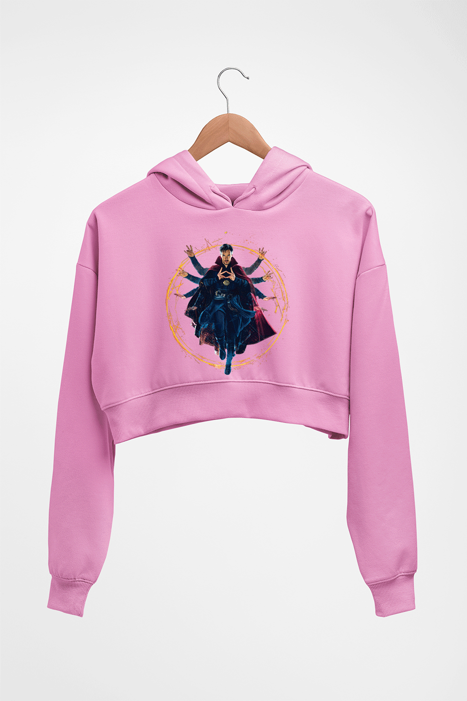 Doctor Strange Superhero Crop HOODIE FOR WOMEN-Light Baby Pink-Ektarfa.online