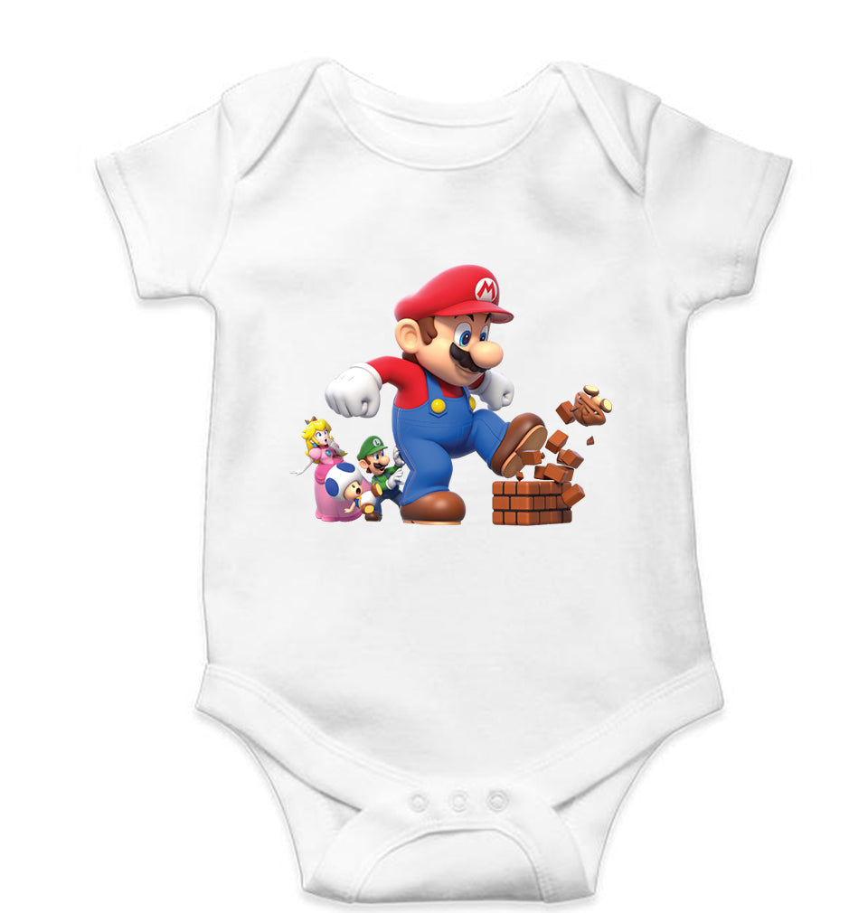 Mario Kids Romper For Baby Boy/Girl-White-Ektarfa.online