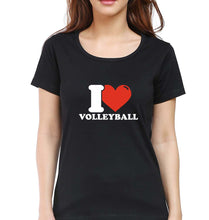 Load image into Gallery viewer, I Love Volleyball T-Shirt for Women-Black-Ektarfa.online
