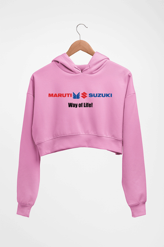 Maruti-Suzuki Crop HOODIE FOR WOMEN-Light Baby Pink-Ektarfa.online