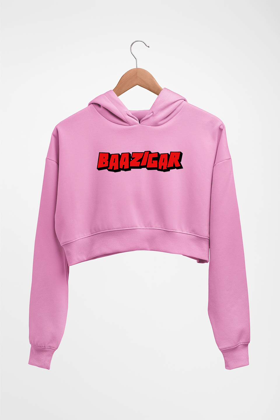Baazigar Crop HOODIE FOR WOMEN-Light Baby Pink-Ektarfa.online