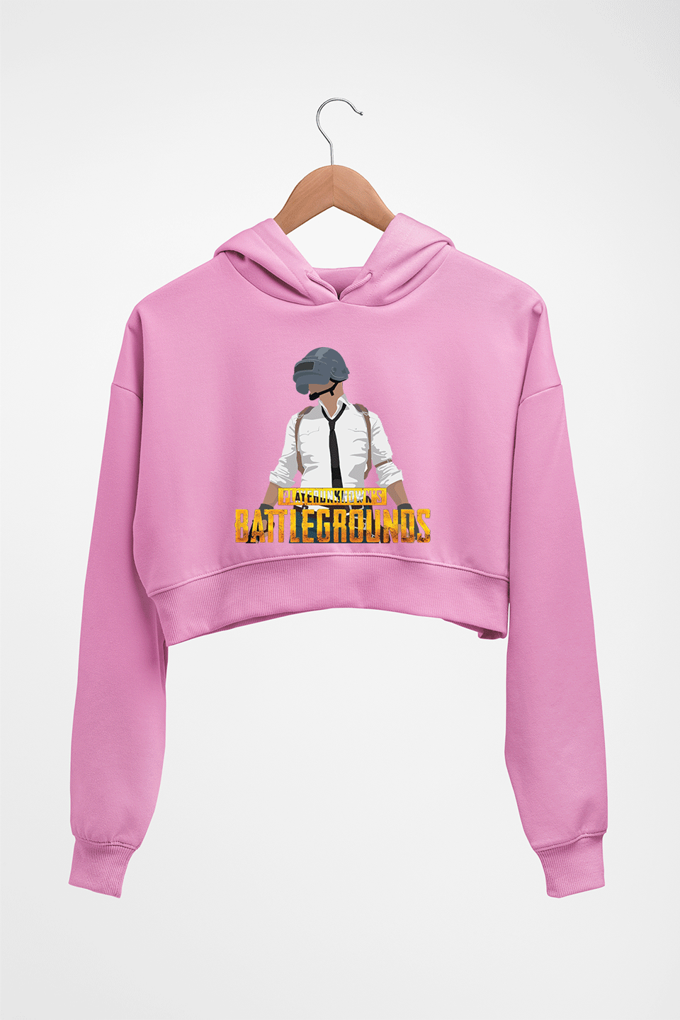 PUBG Player Unknown's Battleground Crop HOODIE FOR WOMEN-Light Baby Pink-Ektarfa.online