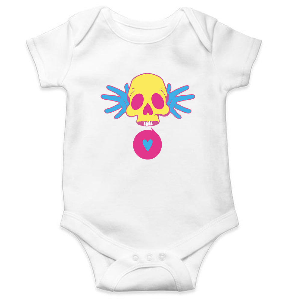 Cartoon Skull Kids Romper For Baby Boy/Girl-0-5 Months(18 Inches)-White-Ektarfa.online