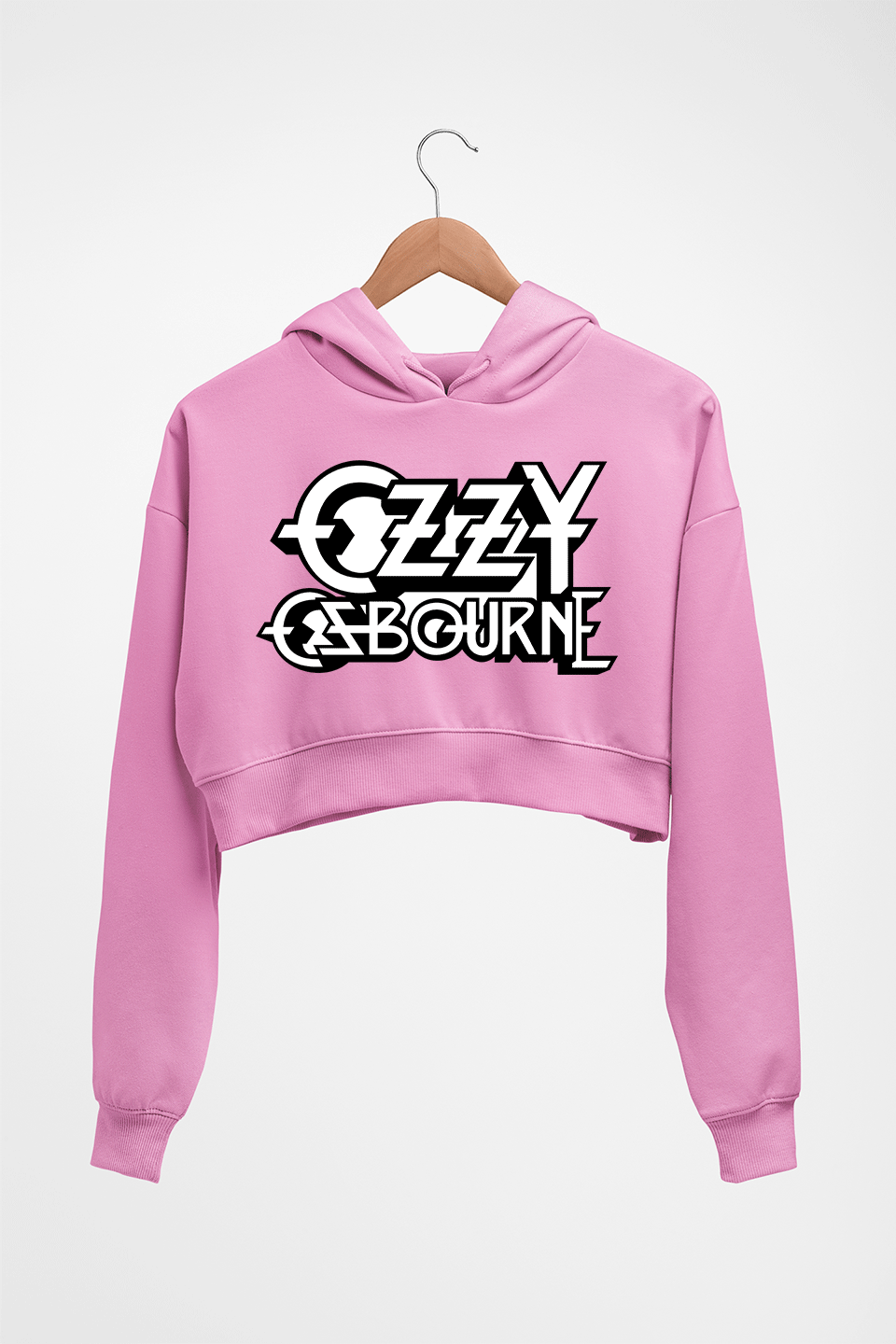 Ozzy Osbourne Crop HOODIE FOR WOMEN-Light Baby Pink-Ektarfa.online
