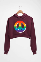 Load image into Gallery viewer, Peace Pride Crop HOODIE FOR WOMEN-Maroon-Ektarfa.online

