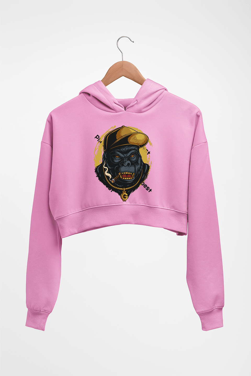Hip Hop Gorilla Crop HOODIE FOR WOMEN-Light Baby Pink-Ektarfa.online