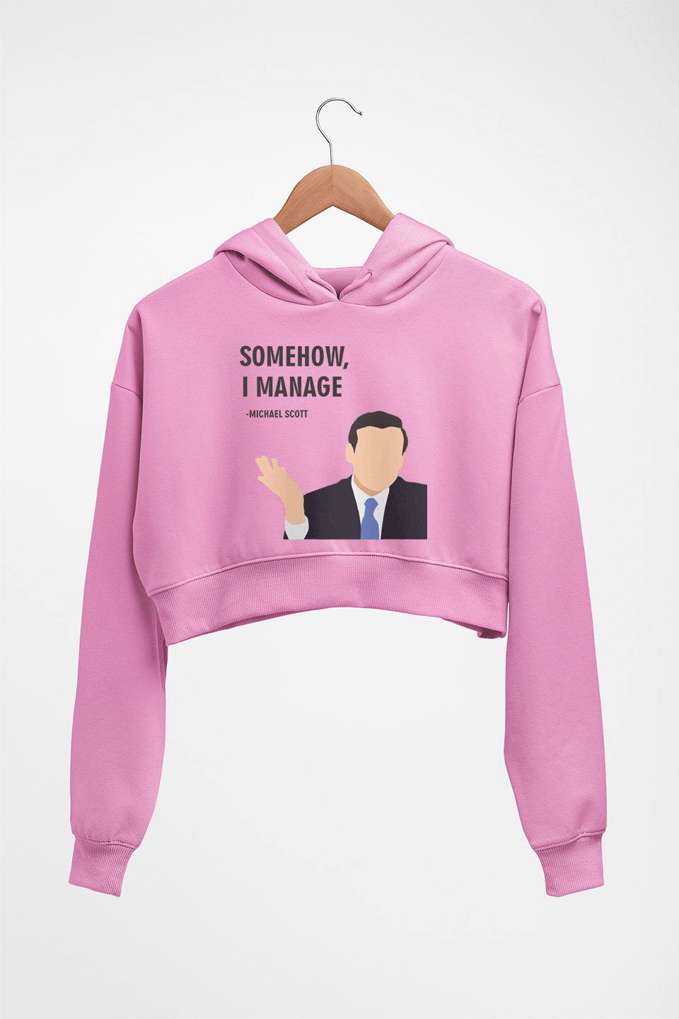 Michael Scott Crop HOODIE FOR WOMEN-Light Baby Pink-Ektarfa.online